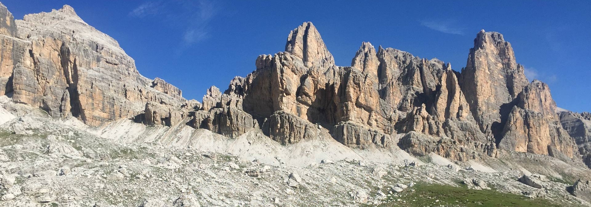 Dolomites High Route: Alta Via 1 -  Some of the distinctive, steep limestone peaks of the Dolomites