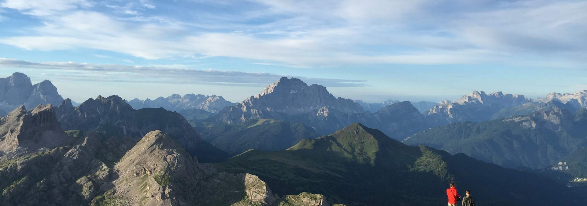 Dolomites High Route: Alta Via 1 - The Dolomites mountain range stretching off into the distance