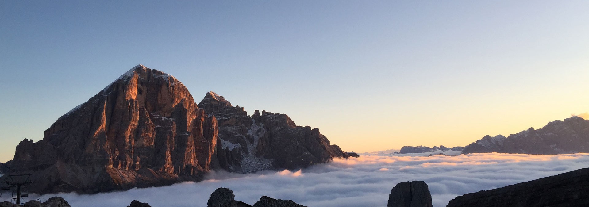 Dolomites High Route: Alta Via 1 - Early morning cloud inversion from a refuge en route