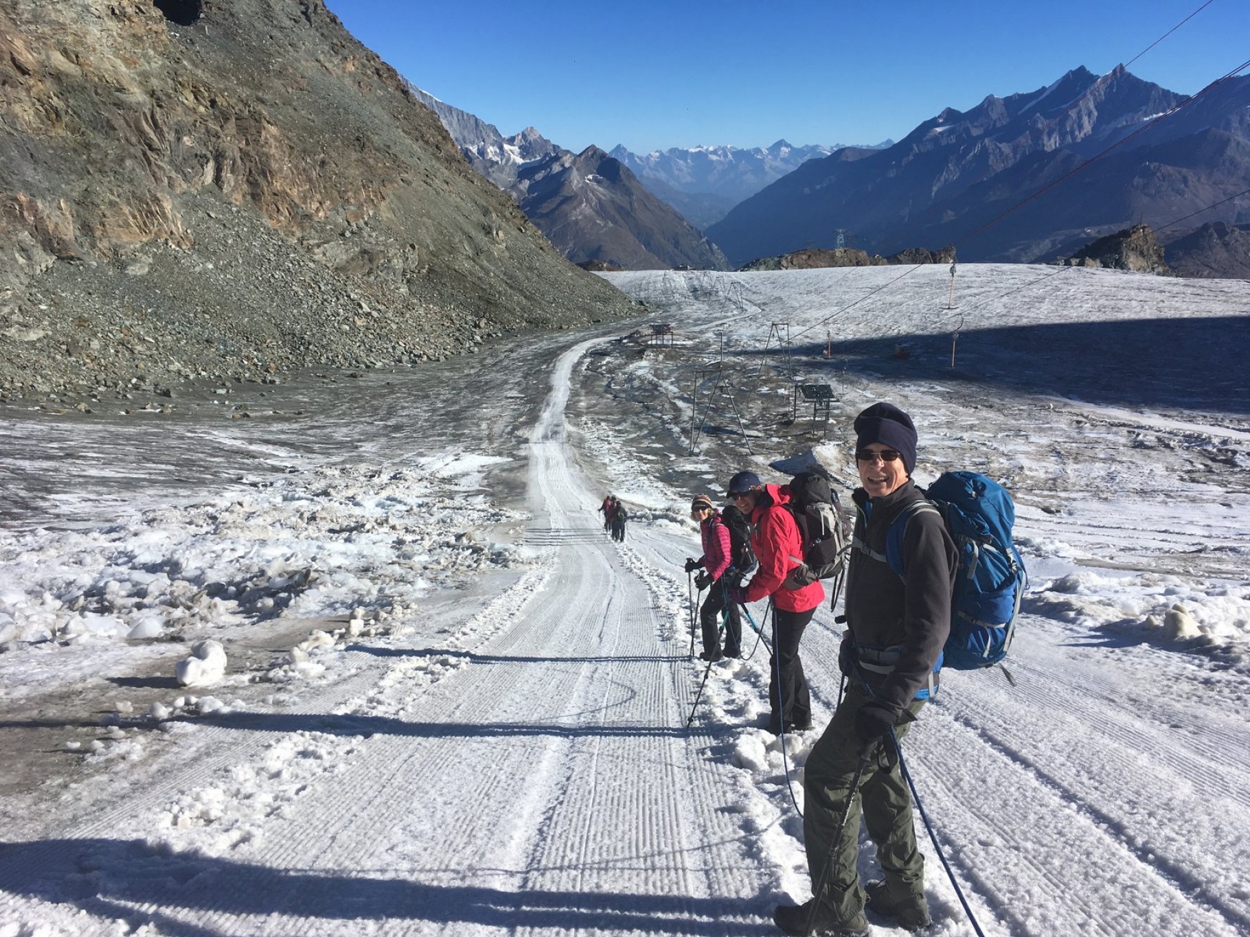 Stephen descending the glacier to Zermatt