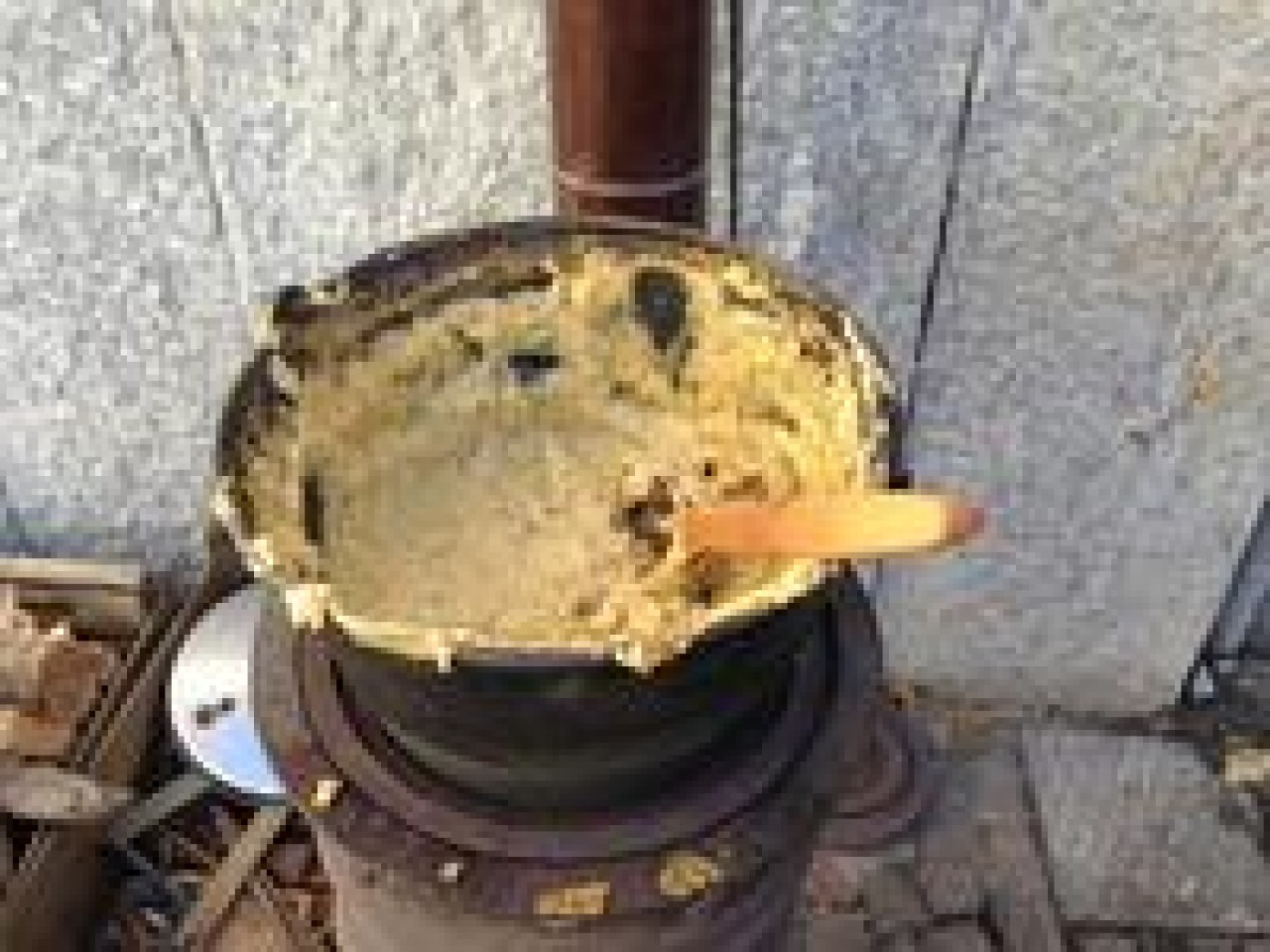 Polenta cooking in the streets of Aosta